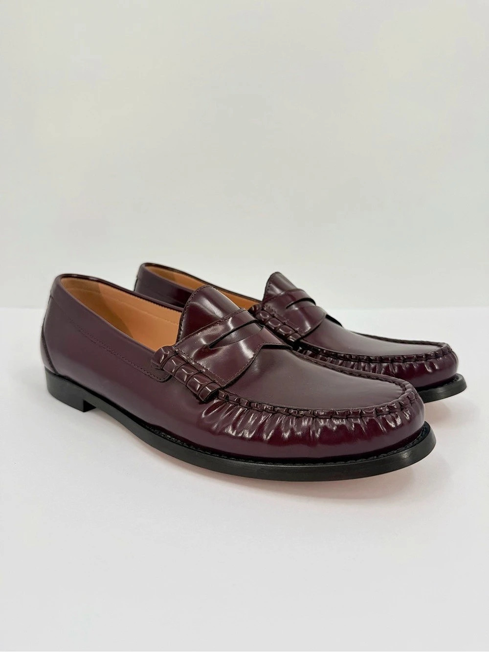 J. Crew Burgundy Winona Penny Loafers Italian Spazzolato Leather Size 12